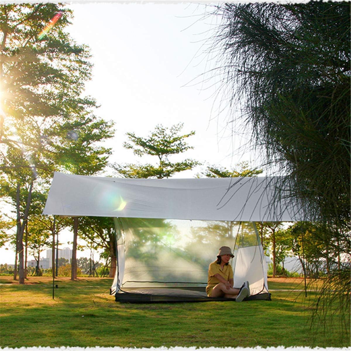 Tenda da campeggio, amaca, tenda a vento, telo da Riparo parasole leggero, parasole da spiaggia, amaca, telo antipioggia, riparo dal sole con pali in telone, attrezzatura da campeggio e da escursionis