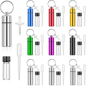 Tandefio 10 Sets Anointing Oil Bottle Keychain Vial for Baptism, Multicolor