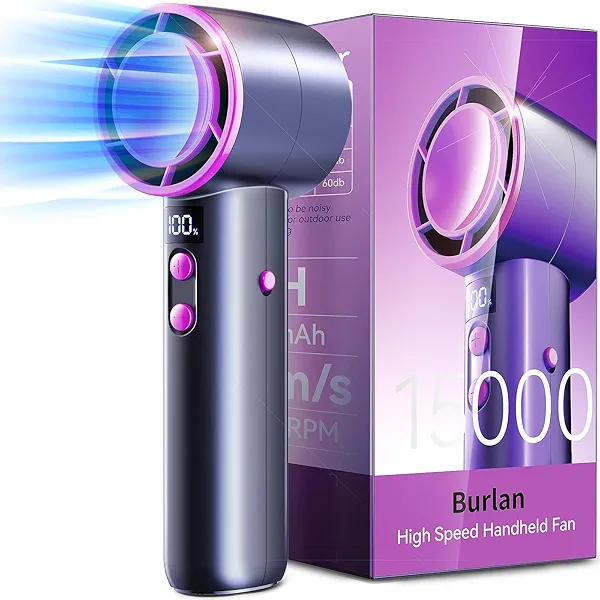 BURLAN Quickly Cooling Mini Fan [13-30 Working Hours], Portable, Rechargeable with USB, Pocket Hand Fan for Makeup, Travel, Camping, Outdoor (Black)
