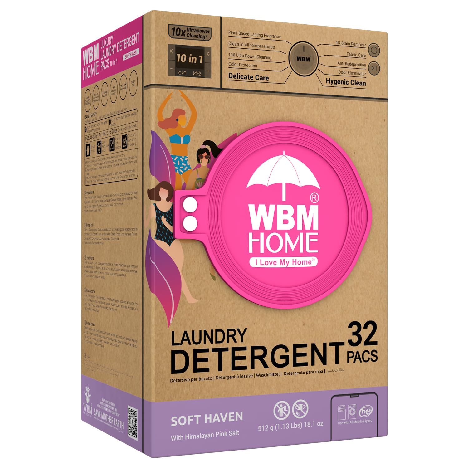 WBM Laundry Pods, 32 Count | Specially Designed for Undergarments With Soft Heaven Fragrance | Laundry Detergent Pods Formulated With Plant-Based Formula and Gentle Stain Remover
