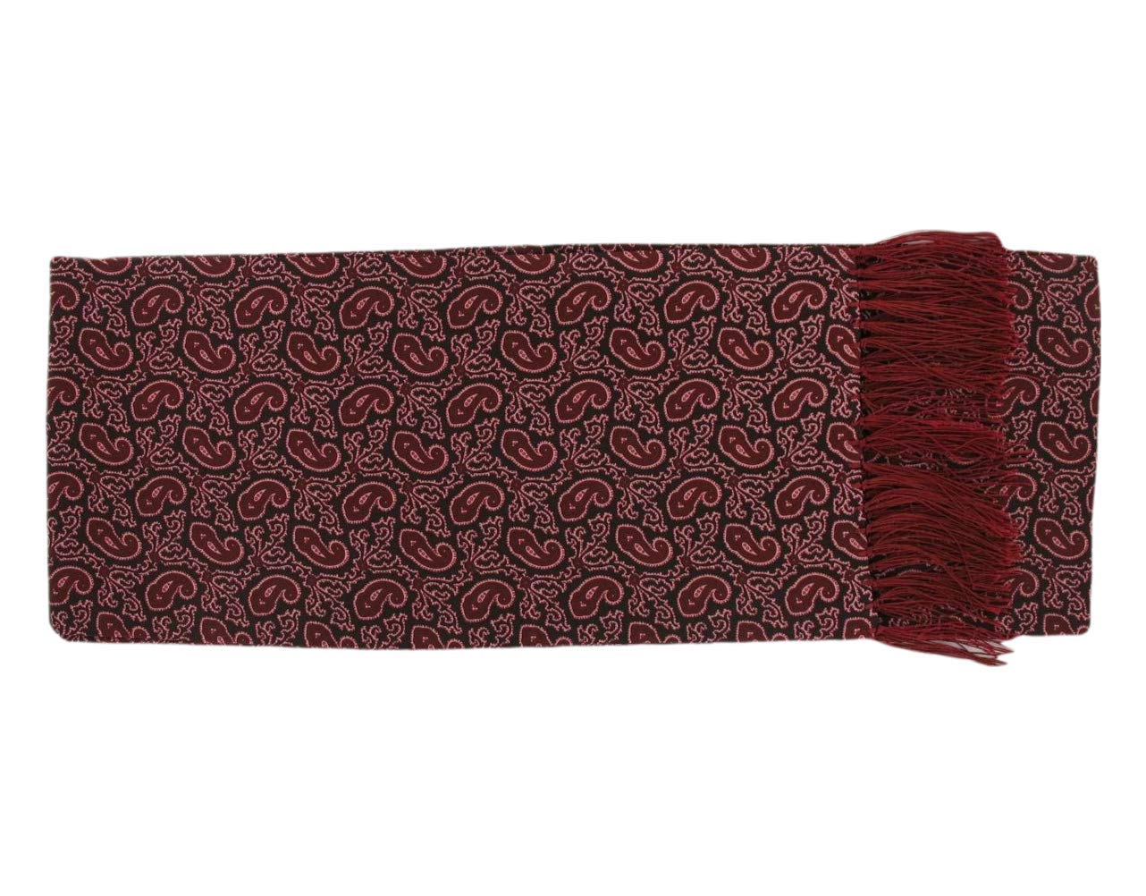 Michelsons Of London Men's Purple Small Paisley Silk Scarf - Burgundy