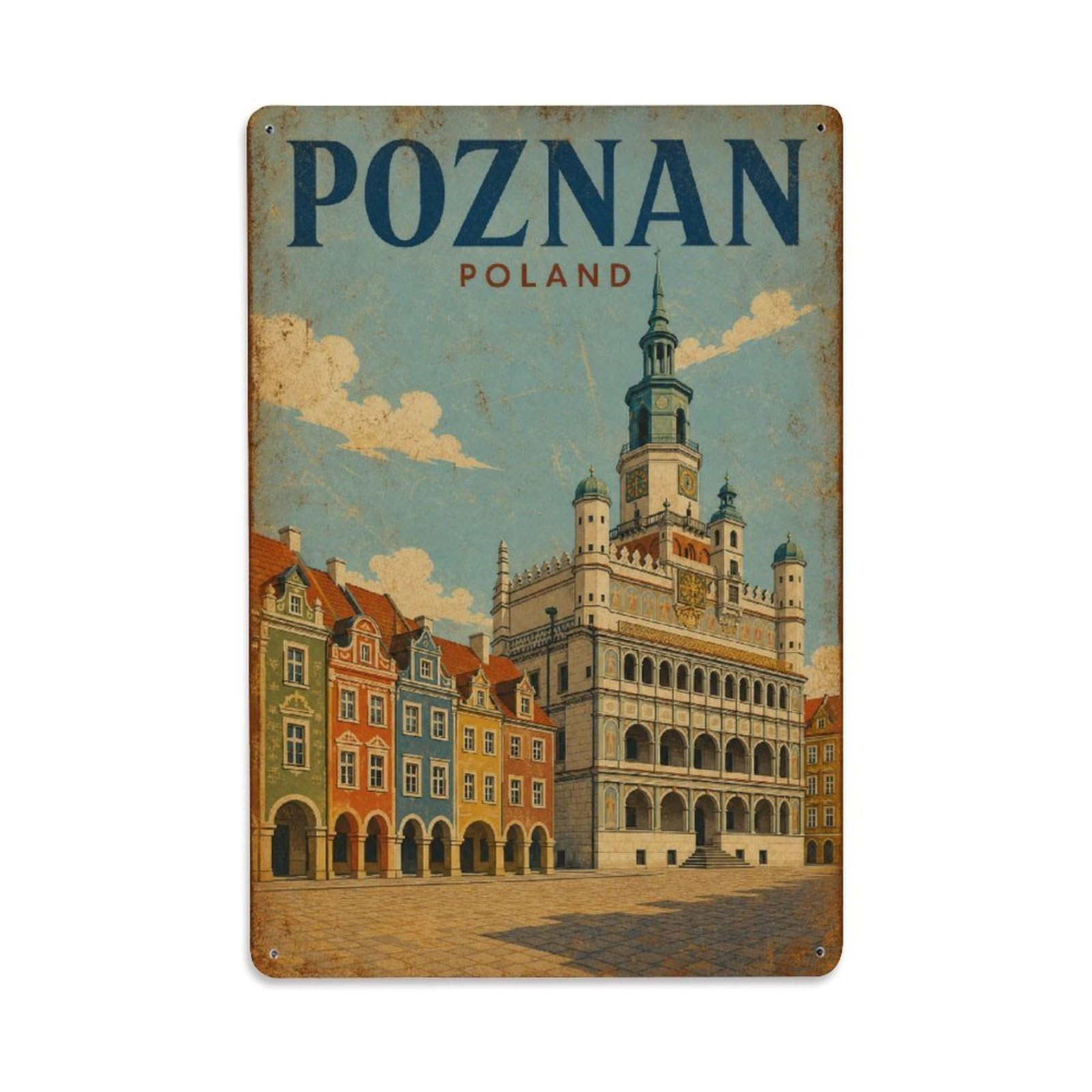 Metal Tin Sign Retro Travel Poland Poznan