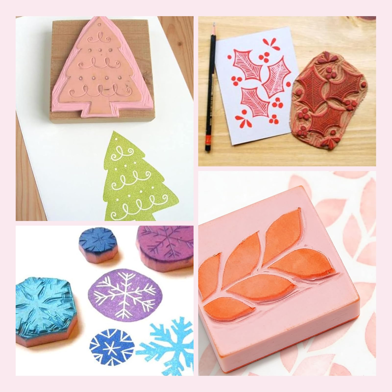 30 Stück Gummi Schnitzblöcke, 5 x 5 x 1cm Gummistempel Blöcke, Quadrat Mehrzweck Rosa Stempelblöcke Schnitzen Gummiplatte Gummiblock für DIY, Basteln, Handwerk Stempel, Gravur, Bastelbedarf Postkarten