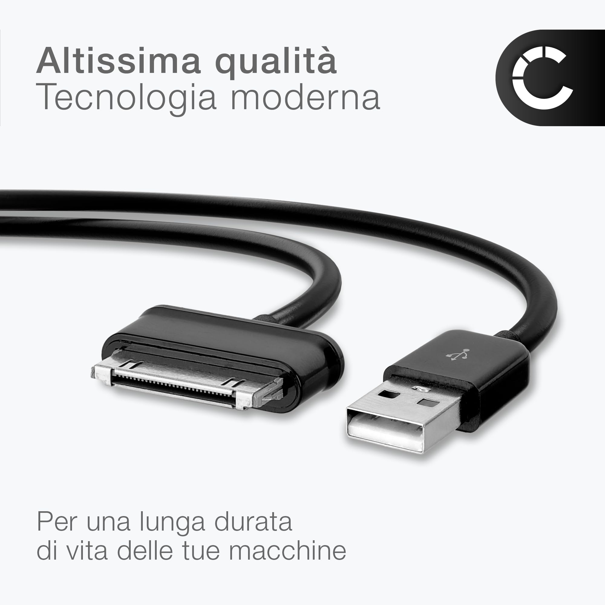 CELLONIC Cavo USB 2.0 Compatibile con Samsung Galaxy Note 10.1 / Tab 8.9 / Tab 10.1 / Tab 2 7.0 / Tab 2 10.1 / GT-N8000 Ricarica Cavetto Dati per Tablet con Porta 30 Pin Connettore 1.0m in Nero