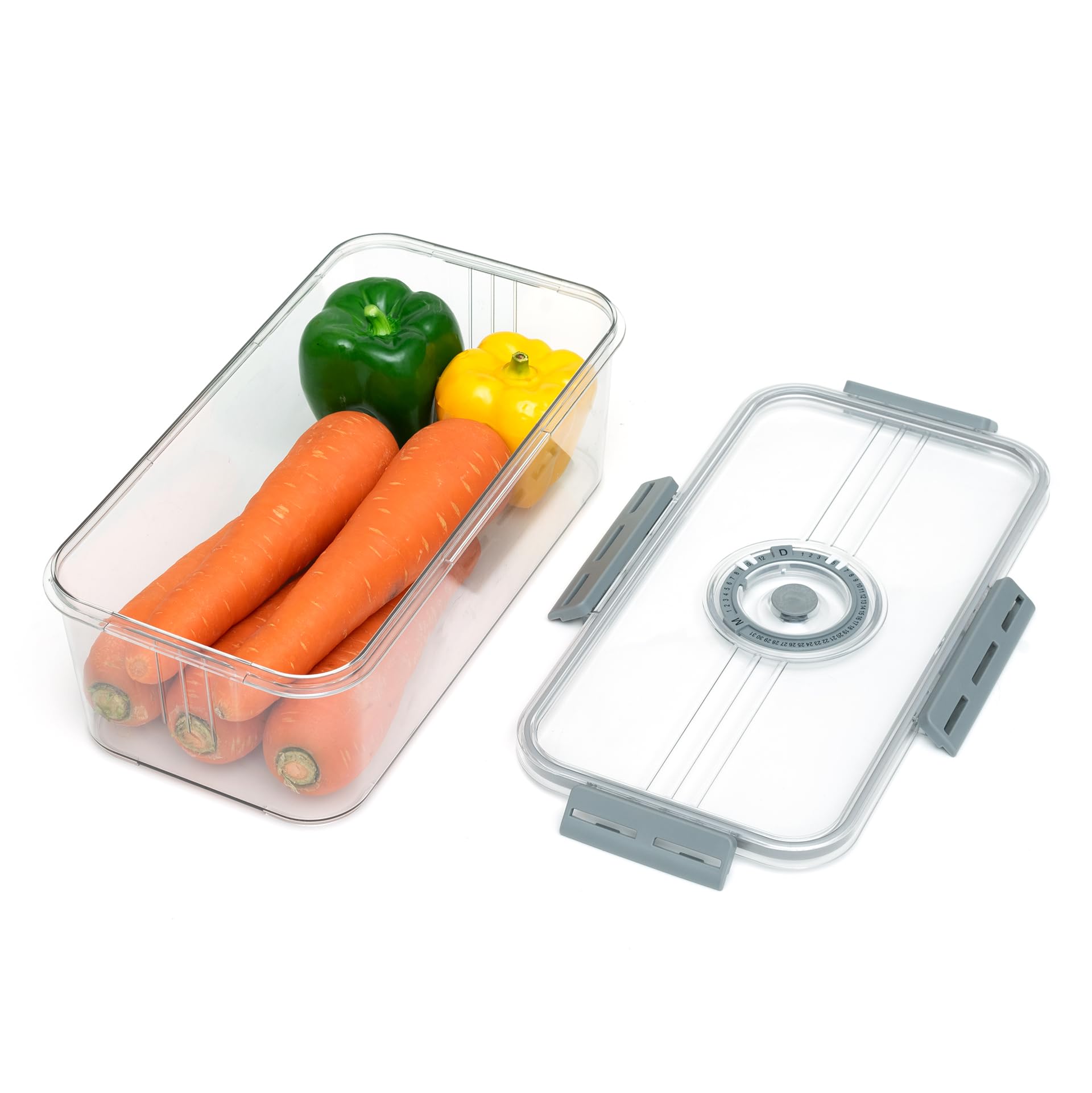 Vacream Large Fruit Containers for Fridge - Leakproof Food Storage Containers with Removable Colander (Grey)