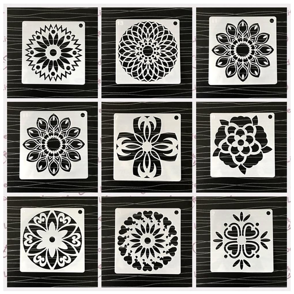 Lot de 5 pochoirs mandala pour peinture, scrapbooking, gaufrage, décoration d'album, fournitures de pulvérisation de pierre