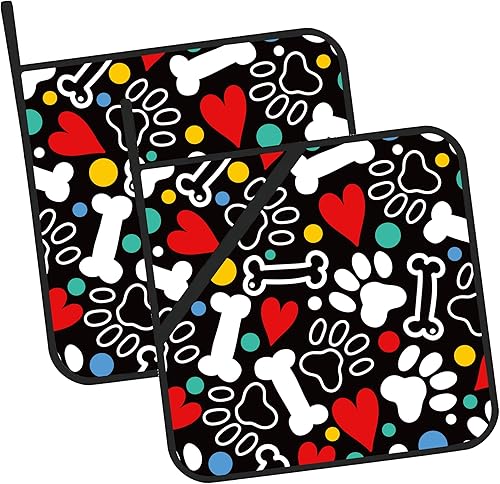 Juego de 2 soportes para ollas con estampado de patas, resistentes al calor y antideslizantes, almohadillas calientes para horno de huesos y