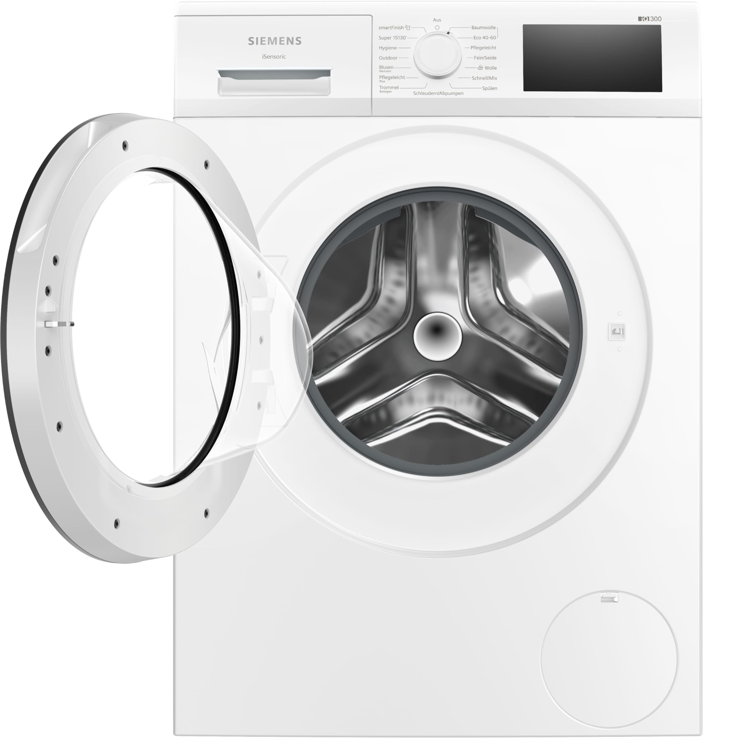 Siemens iQ300 WM14N127 Frontlader Waschmaschine 8 kg 1400 UpM LED-Display Weiß 60 cm