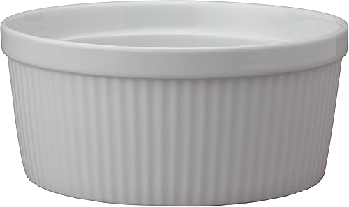 HIC Kitchen Souffle, porcelana blanca fina, 48 onzas, 1.5 cuartos de galón
