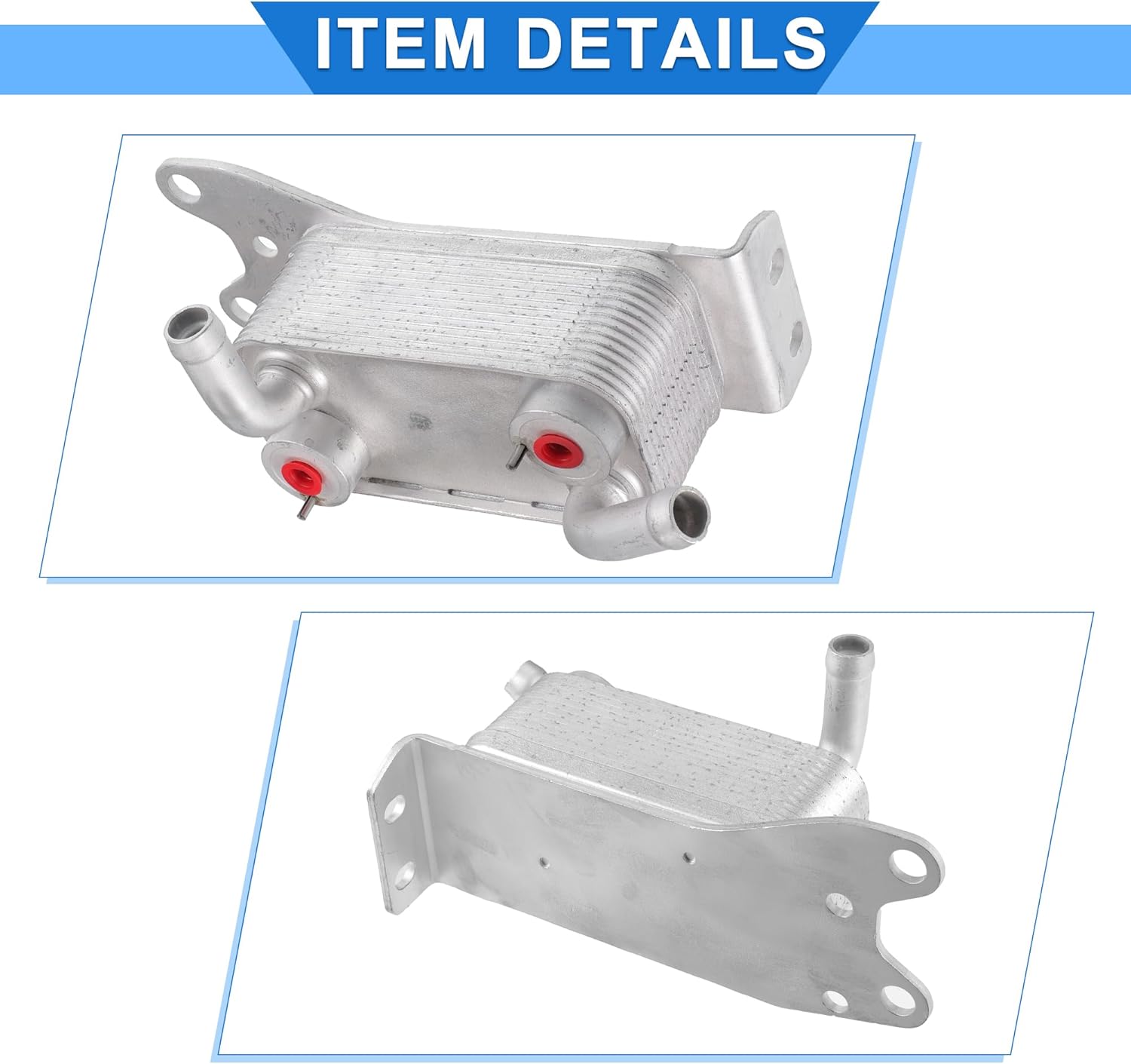Engine Oil Cooler Compatible for Ford F-250 Super Duty 2008-2010, Durable Aluminum Alloy Silver Tone Transmission Oil Cooler