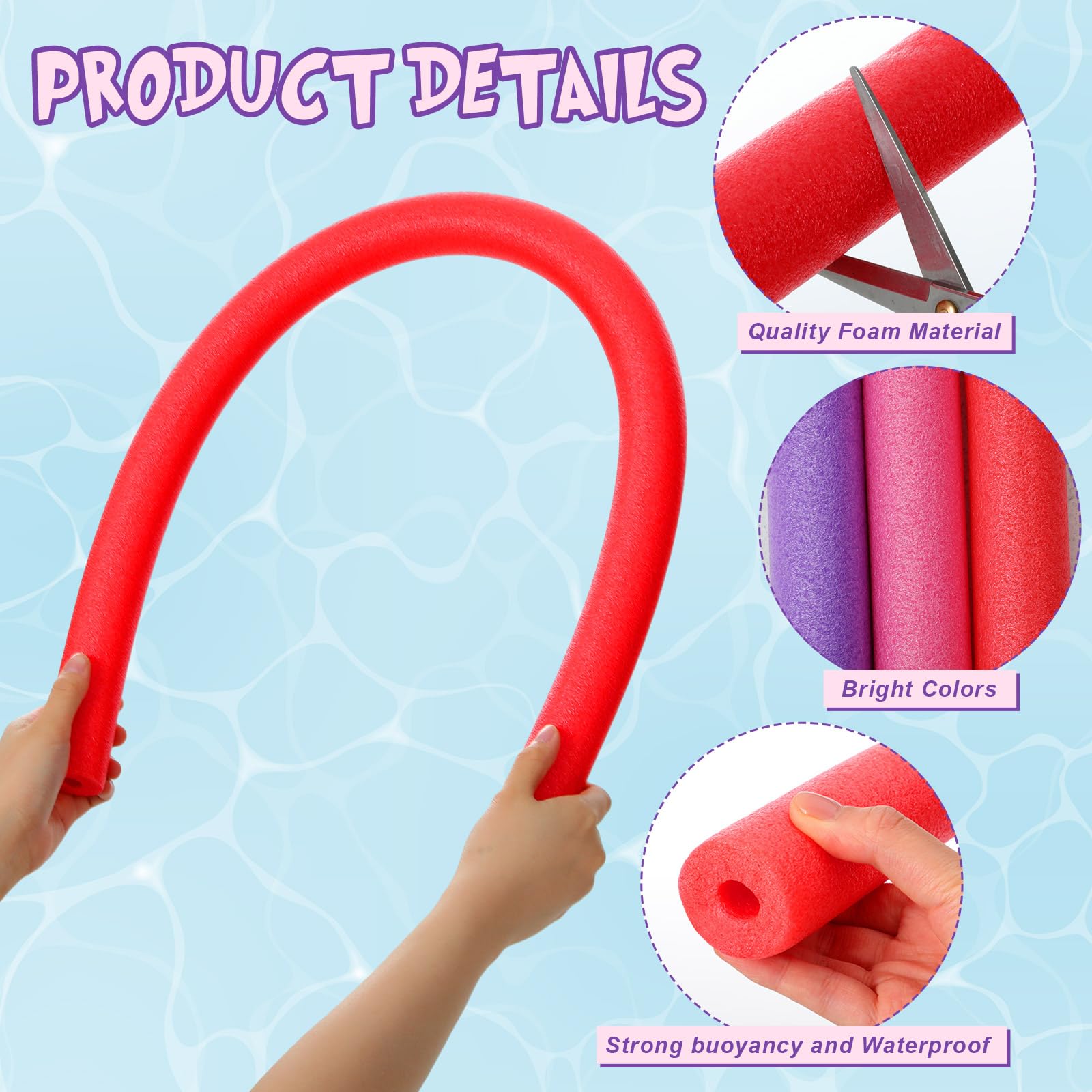 Hollowfly Fideos de piscina de espuma a granel, pequeños tubos de espuma hueca, para proyectos de manualidades, adultos, flotantes