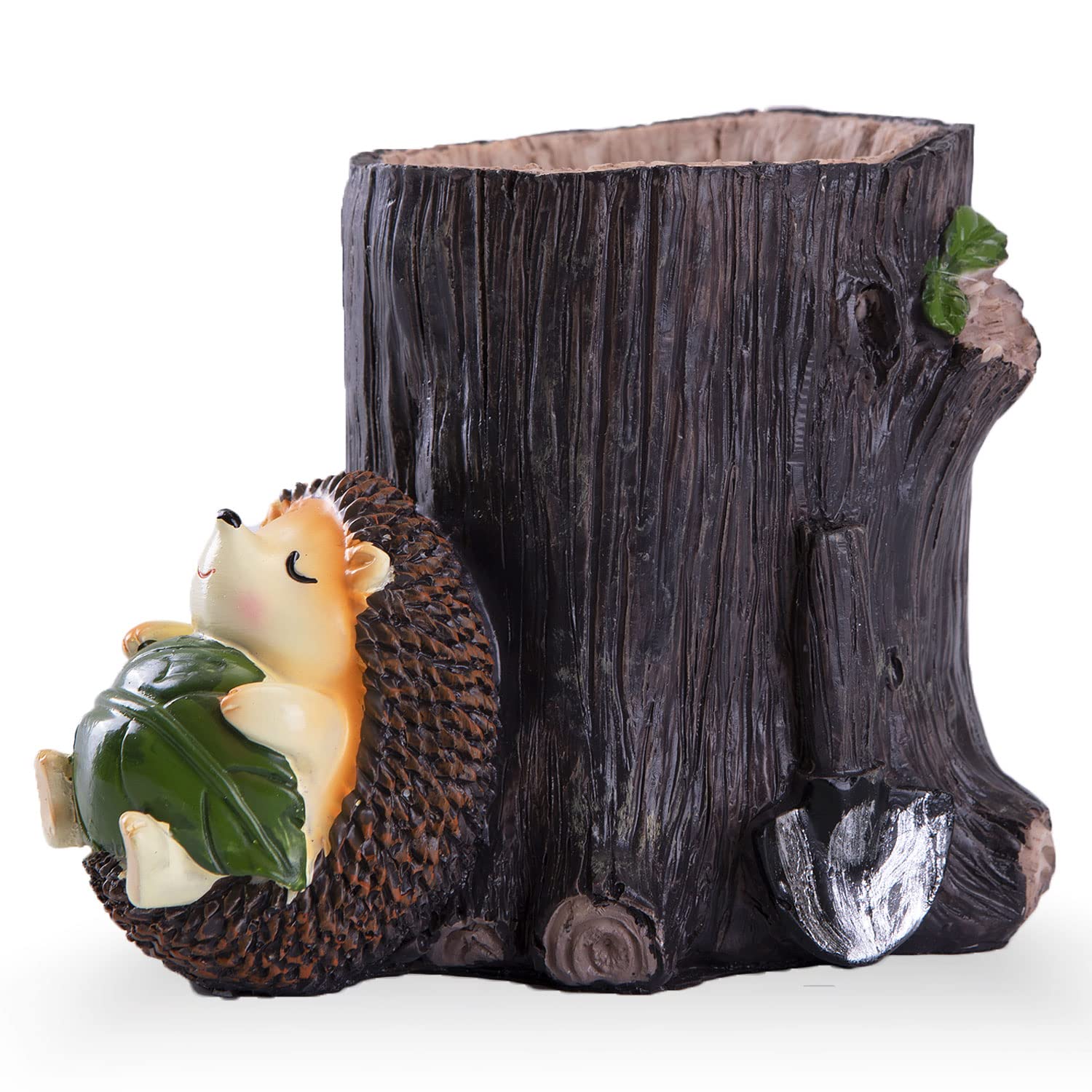 IBWell Desk Pen Toothbrush Pencil Pot Holder,Cute Resin Hedgehog Holder, Desktop Organizer Container Stationery Storage Office Desk Decoration
