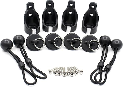 Kit de bungee universal para parasoles opacos y enrollables (negro, Bugee y OR. tapa de extremo, paquete de 2)