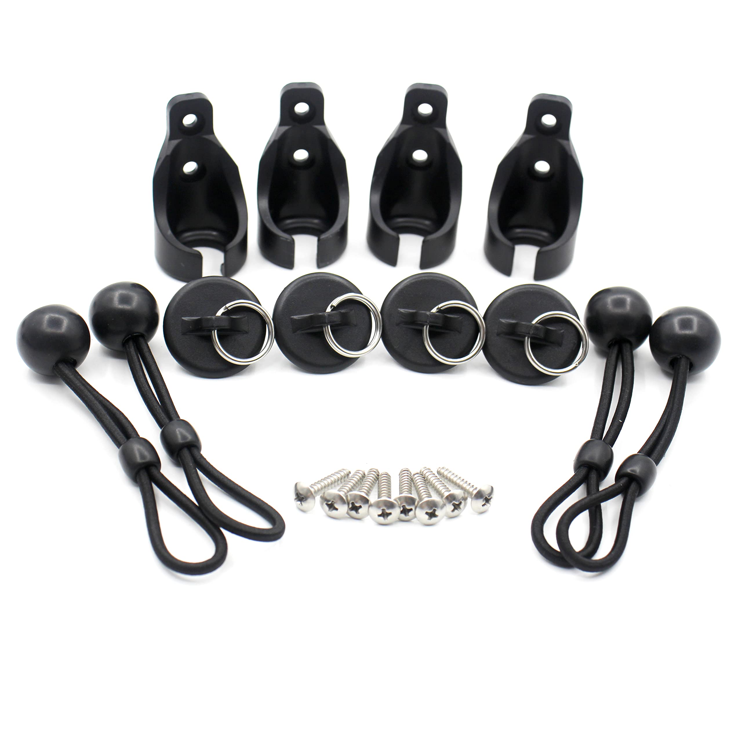 Universal Bungee Kit for Sun Shades Blackout Roller up Blinds (Black, Bugee & OR. end Cap 2 Pack)