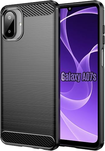 CellTime Case Compatible with Galaxy A07s Carbon Fiber Design Cover - Black
