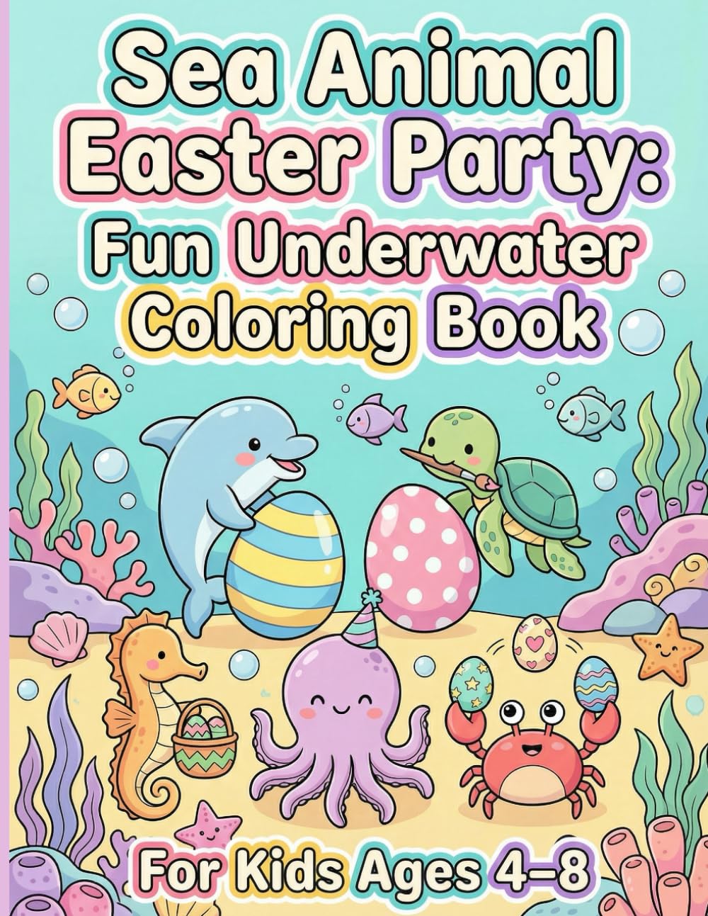 Sea Animal Easter Party: Fun Underwater Coloring Book for Kids Ages 4–8: Ocean Creatures and Easter Egg Coloring Pages for Little Artists