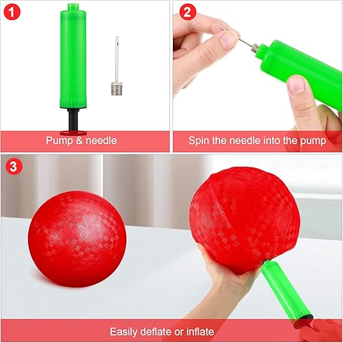 Miniatura 4 de Vinsot Paquete de 12 bolas de juego de 8.5 pulgadas con bomba de mano, pelota inflable de arco iris, balonmano para niños y adultos, interior y