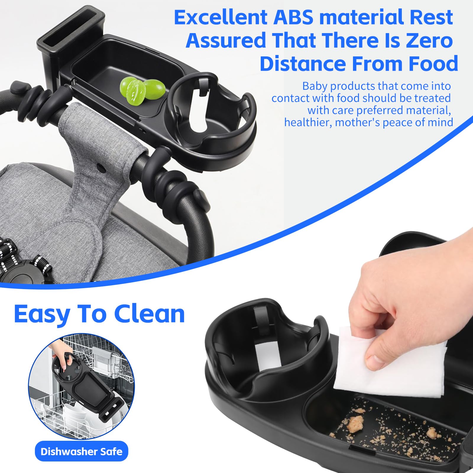 auvstar Universal Bandeja De Bocadillos Cochecito,3en1 Bandeja Universal Para Bebé Con Soporte Móvil,Accesorio Desmontable Para Silla De Paseo,Adecuado Para La Mayoría Los Cochecitos Con Reposabrazos
