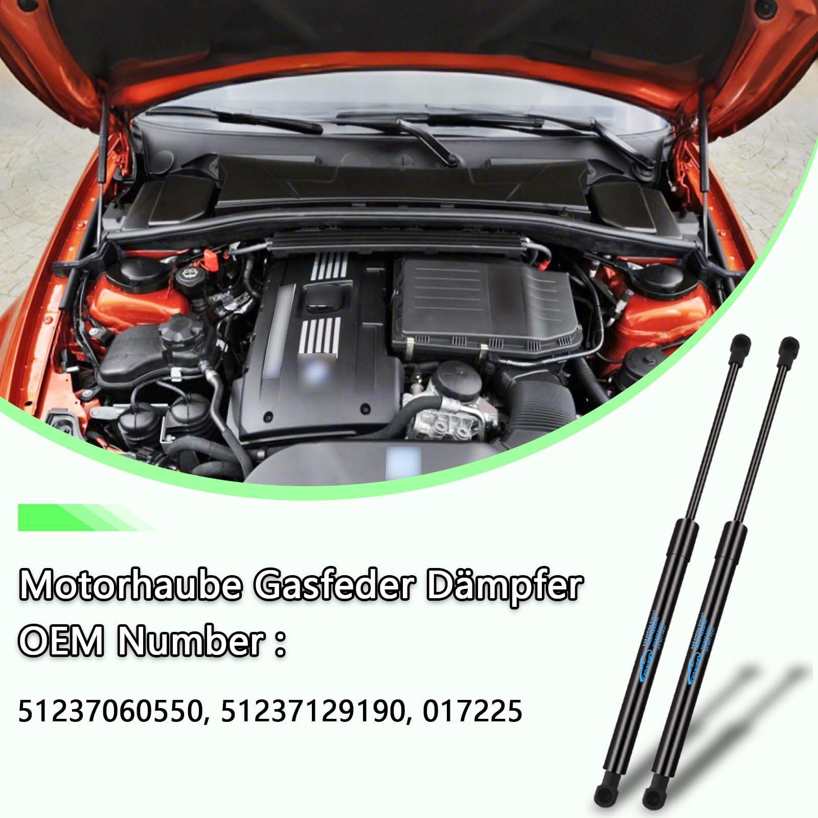 2x Ammortizzatore Pneumatico per BMW 3er E90 316 318 320 323 325 Cabriolet 2004-2011, per 3er Touring E91 316 318 320 323 325 Kombi 2004-2016 Ammortizzatori Cofano Motore Sostituire#51237060550