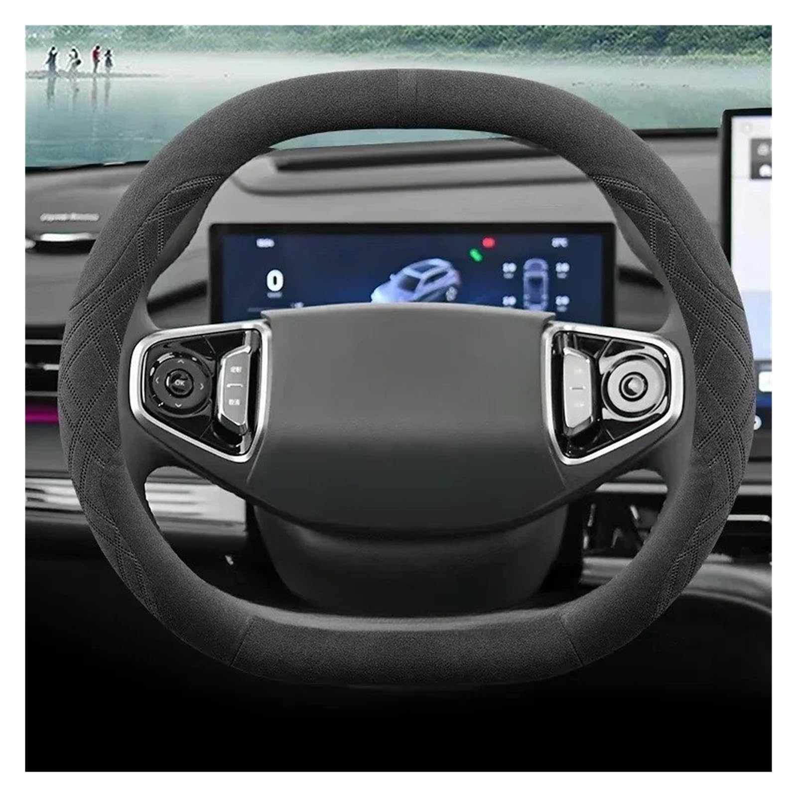 Auto Lenkrad Bezug Für Kia Für Sportage 2026 Wildleder Leder Auto Lenkrad Abdeckung Zubehör(Brown C)