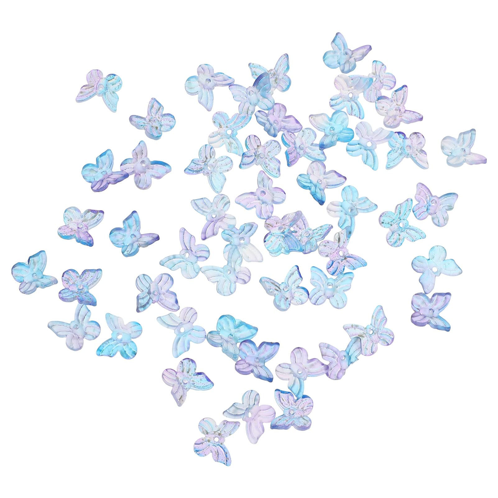 Artibetter Butterfly Charms 50 Pcs 3D Glass Beads 11Mm Diy Hairpin Charms for Jewelry Making Craft Accessories Blue Purple Gradient