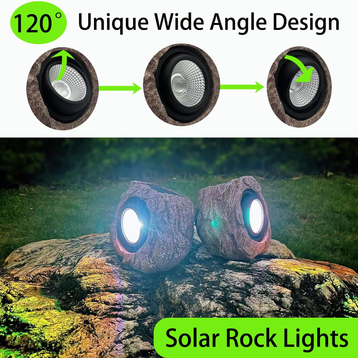 Confezione da 2 luci solari per esterni, impermeabili, LED colorati, per paesaggi da giardino, super luminose, per sentieri, vialetti, cortili, patio.