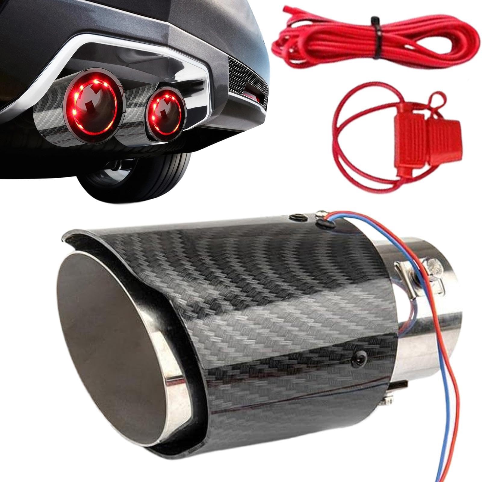 Punta di scarico - Terminale di scarico marmitta con fiamma luminosa a LED per modifica auto con finitura sportiva | Accessorio per l'aggiornamento delle prestazioni per camion da corsa, guida quotidi