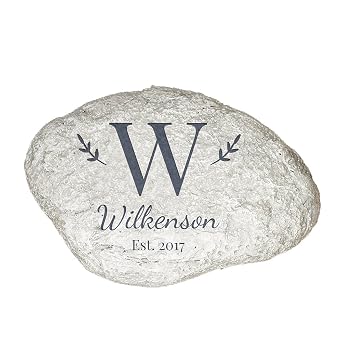 GiftsForYouNow Family Initial Personalized Garden Stone, 11.5 W x 8.25 H x 1 12 D, Resin