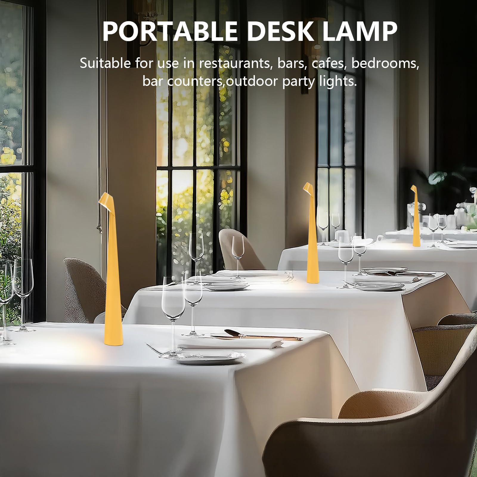 Lampes de table sans fil rechargeable à batterie rechargeable, lampes de bureau LED lampes tactiles portables d'extérieur, lampe portable sans fil (jaune)