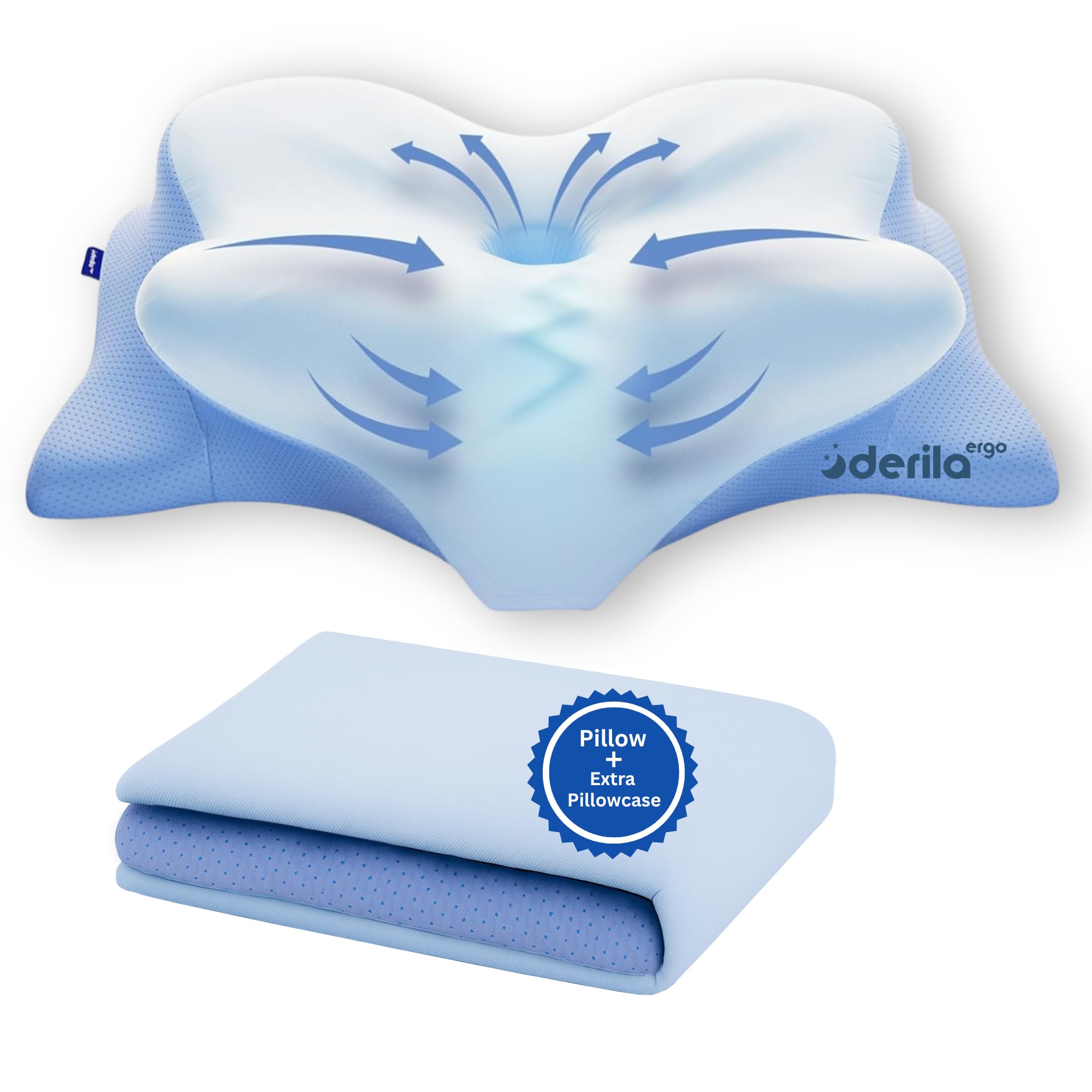 Derila Ergo Pillow + Silver Ion ピロケース Amazon.com: Derila Ergo Cervical Neck Pillow and Cooling Cover