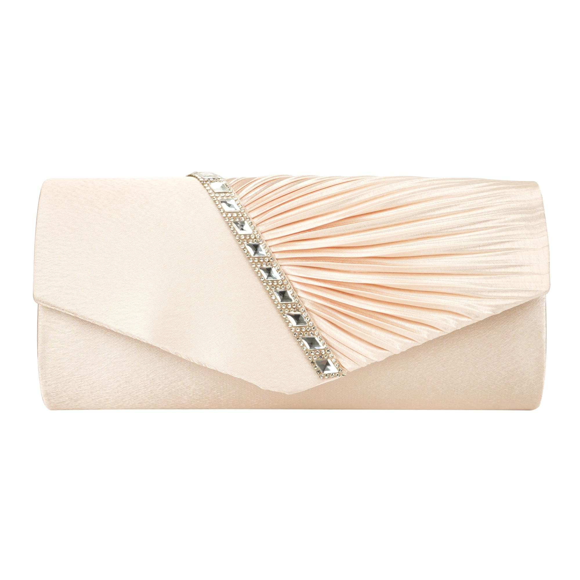 Sac à main plissé haute finition satin et strass pour gala