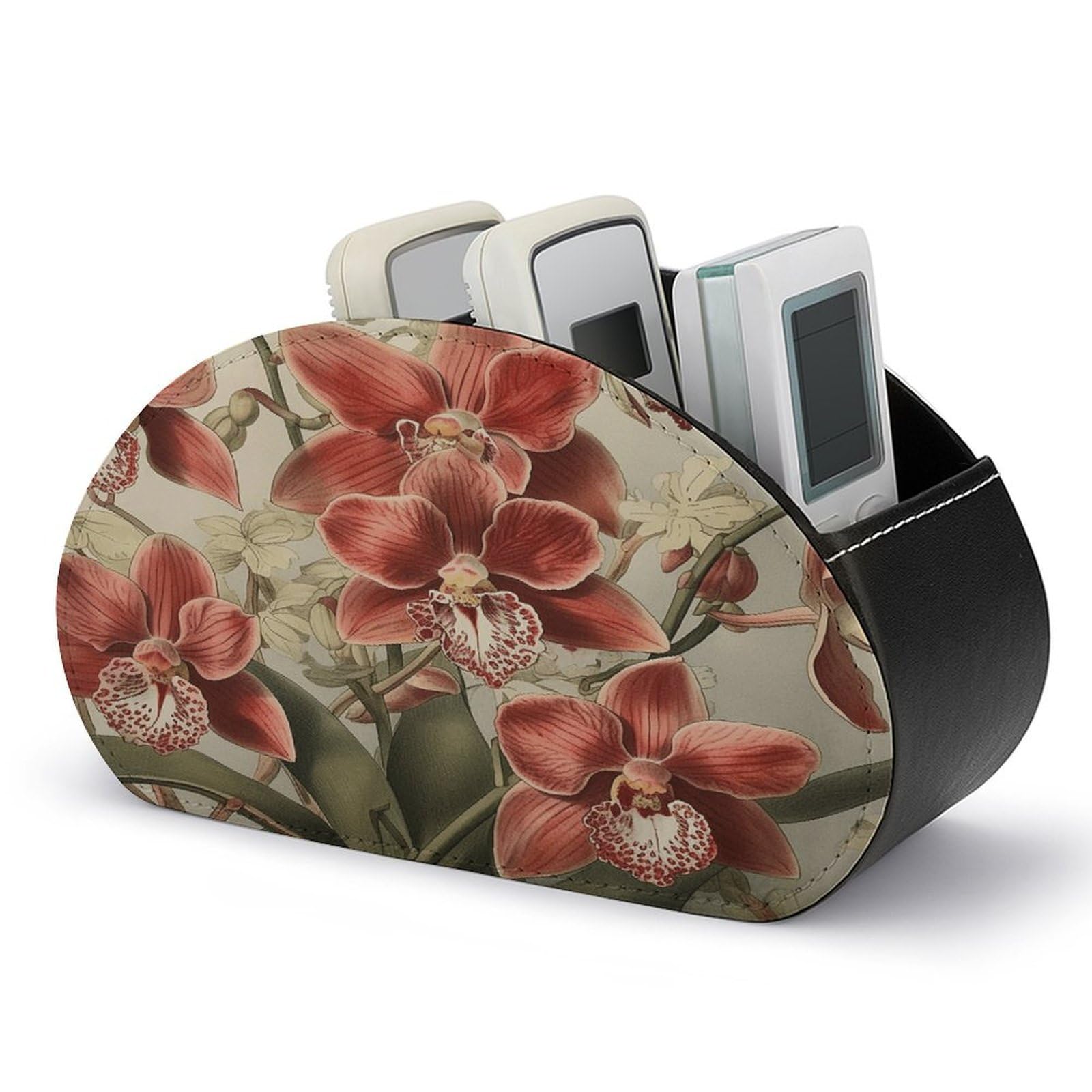 Btcowzrv Style Hand Drawn Plants Remote Control Holder With 5 Compartments