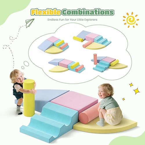 Miniatura 131 de Lischwert Bloques de escalada de espuma, juguetes de escalada suaves para niños pequeños, juego de espuma de 9 piezas para gatear y escalar con Verde