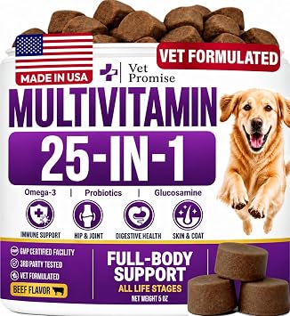 25-in-1 Dog Vitamins and Supplements, Dog Multivitamin Chews w/Glucosamine