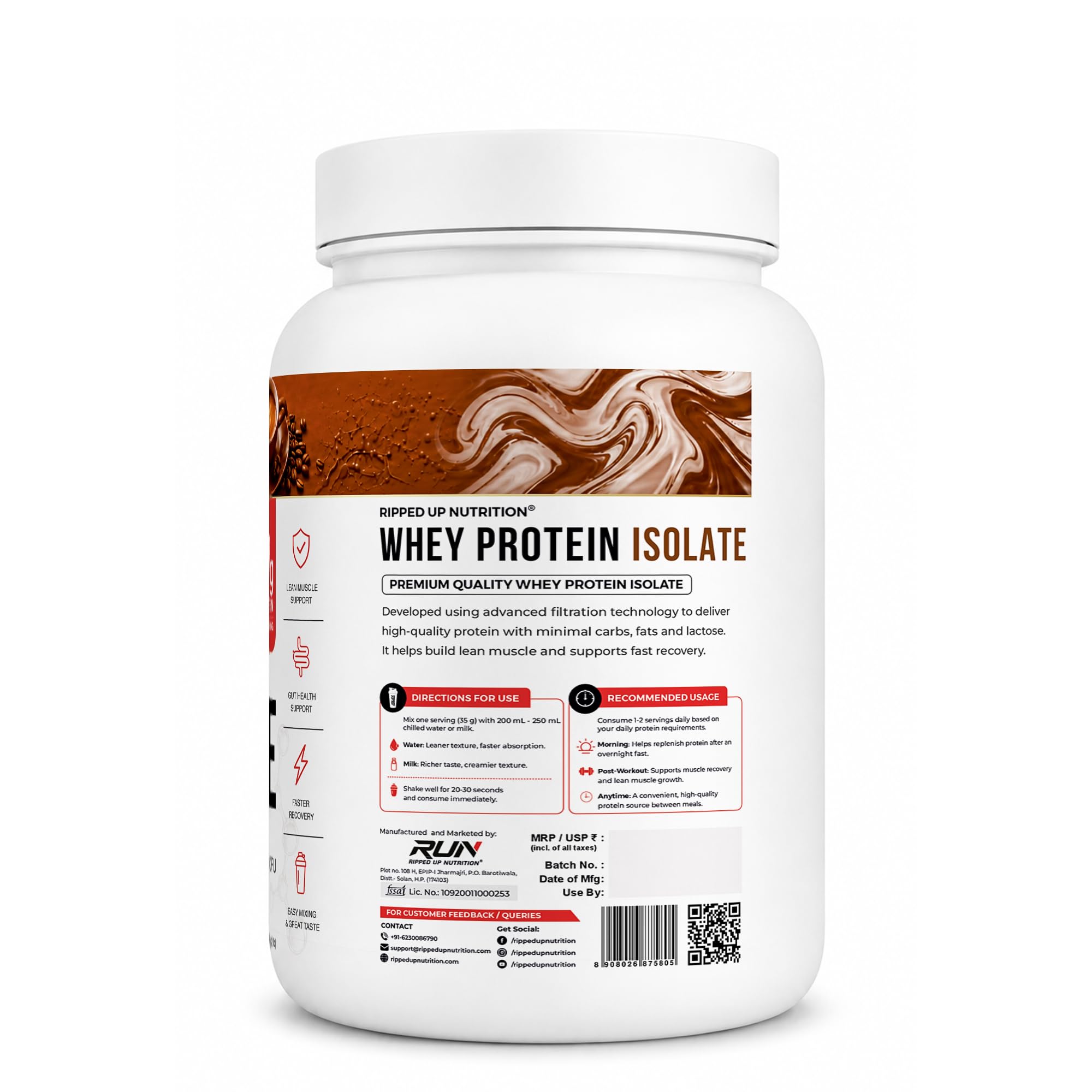 Ripped Up Nutrition Whey Protein Isolate | 27g Fast-Absorbing Protein/Scoop | Low Carb & Fat for Lean Muscle Growth | No Fillers or Maltodextrin | GMP Certified(Colombian Coffee, 907 Gm (2lbs)) — Amazon image 2