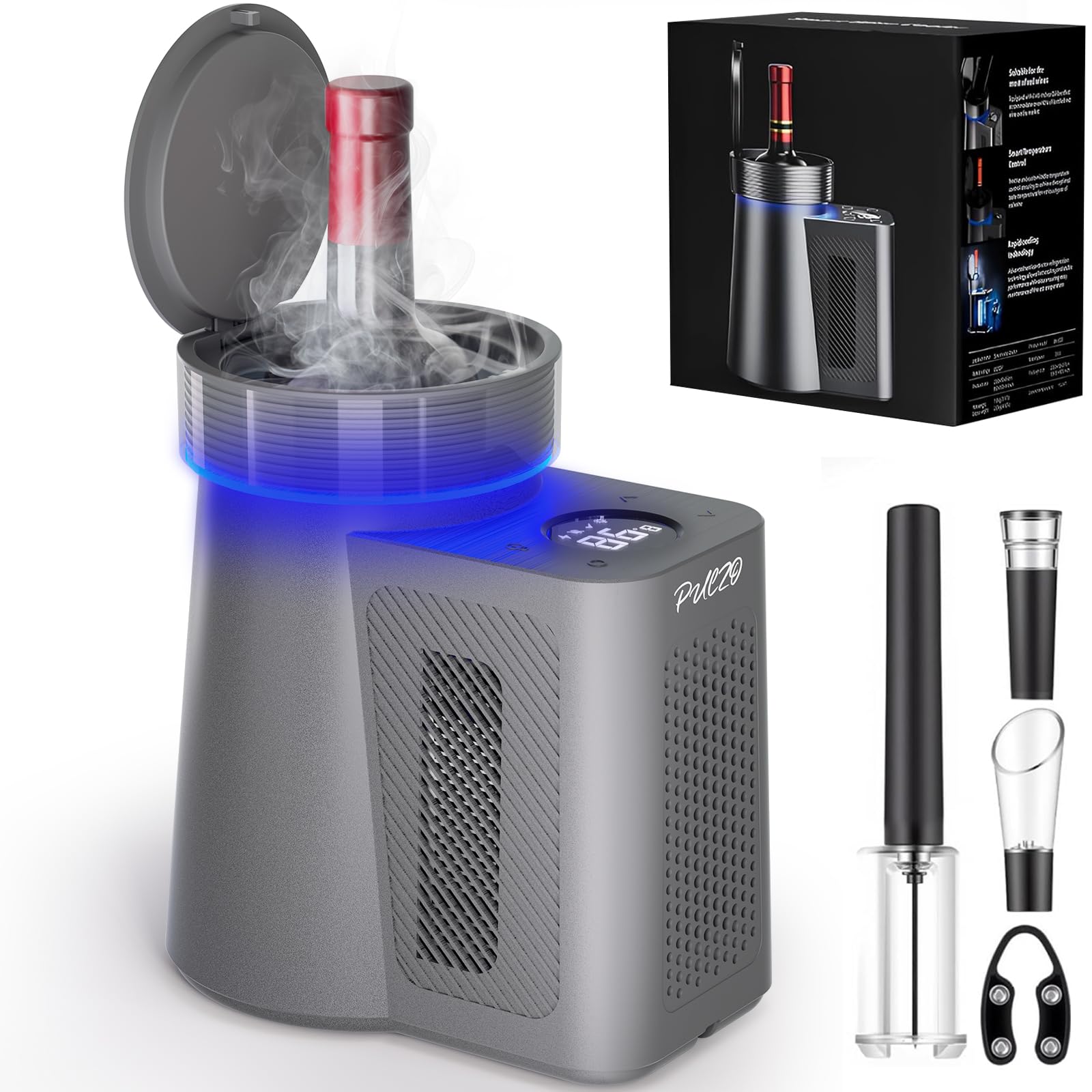 PULZO Electric Wine Chiller, 2026 Uupgraded Wine Cooler for Standard 750ml Bottles, Digital Temp Control (32°F-68°F), Low-Noise, Keeps Cold for Up to 24 Hours for Home, Patio, Yacht — Amazon image 9