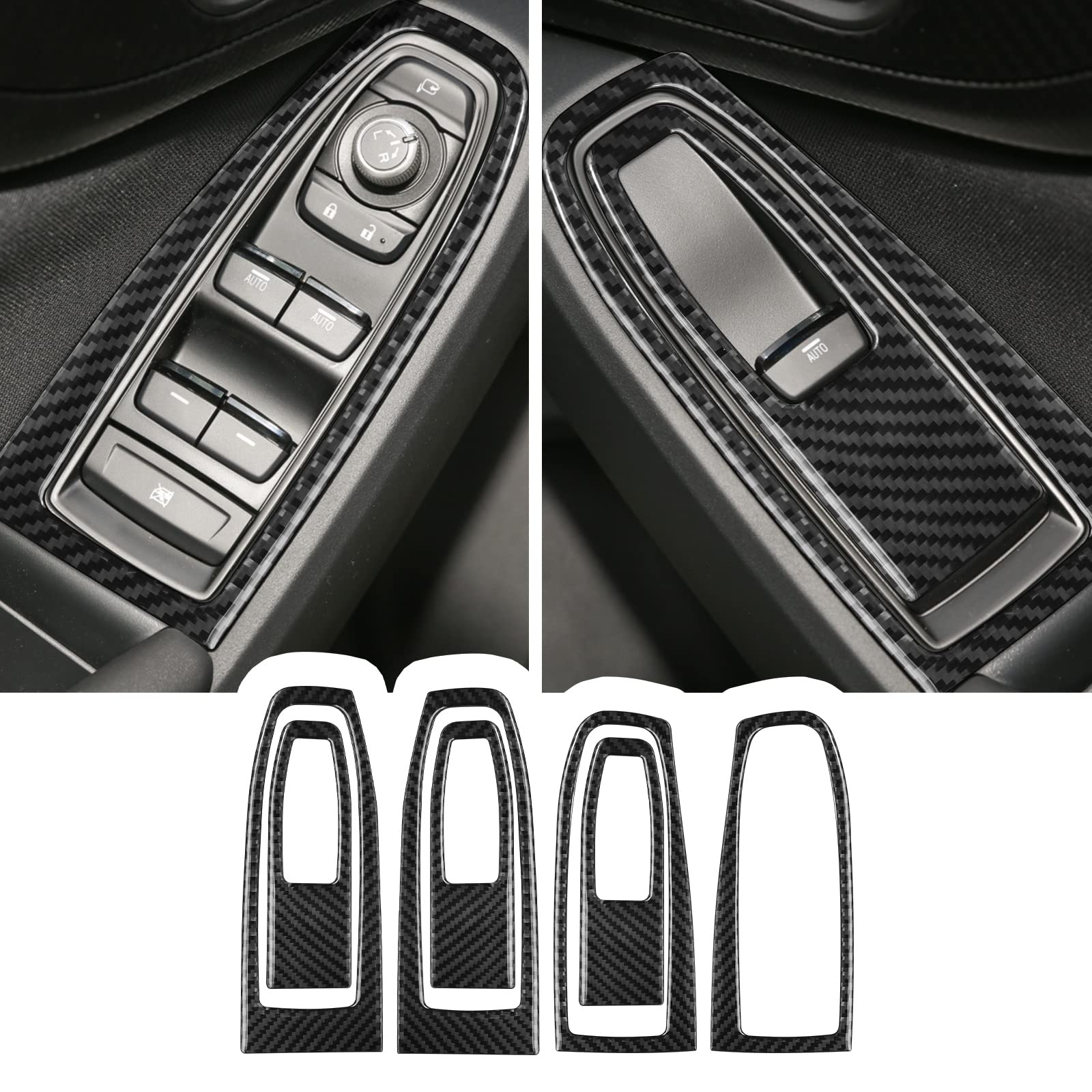 RUIANTE Compatible with Carbon Fiber Car Window Rasing Control Panel Trim Sticker Interior for Subaru Impreza 2017 2018 2019 2020 2021 2022 Crosstrek XV 2018 2019 2020 2021 2022 (7pc Black)