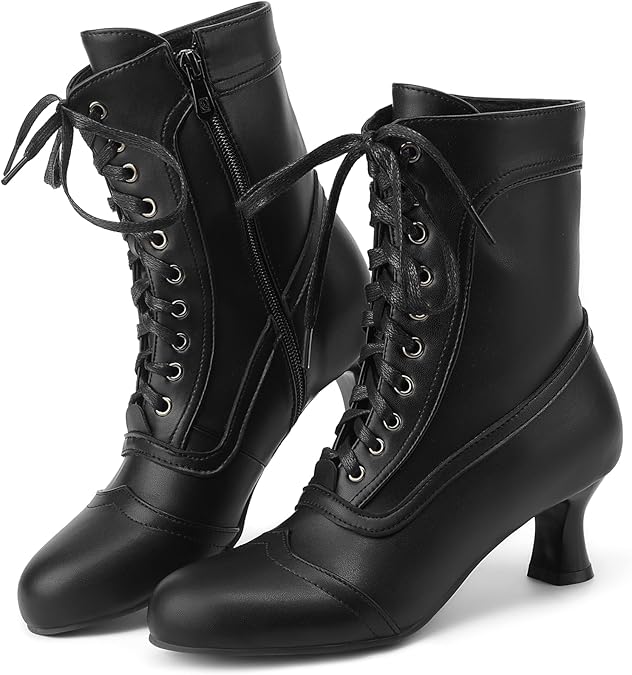 Bottines Vintage Victoriennes à Lacets Pour Femme