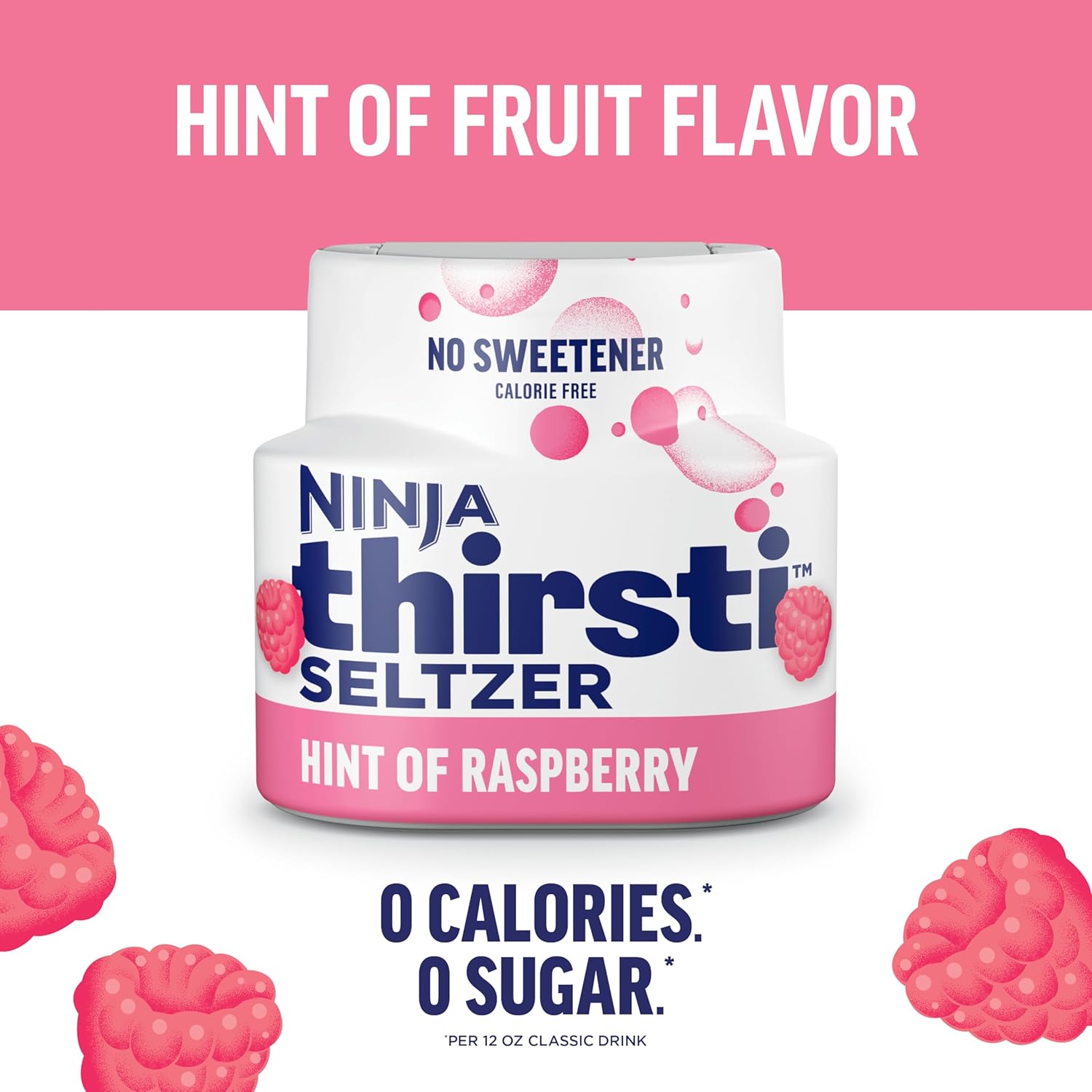 Ninja Thirsti Flavored Water Drops , SELTZER Raspberry, Crisp and Refreshing Sparkling Water, Zero Calories, Zero Sugar, Zero Sweeteners, Makes 20, 12oz drinks, 3 Pack, WCFRASPAM