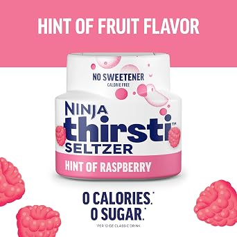 Ninja Thirsti Flavored Water Drops , SELTZER Raspberry, Crisp and Refreshing Sparkling Water, Zero Calories, Zero Sugar, Zero Sweeteners, Makes 20, 12oz drinks, 3 Pack, WCFRASPAM