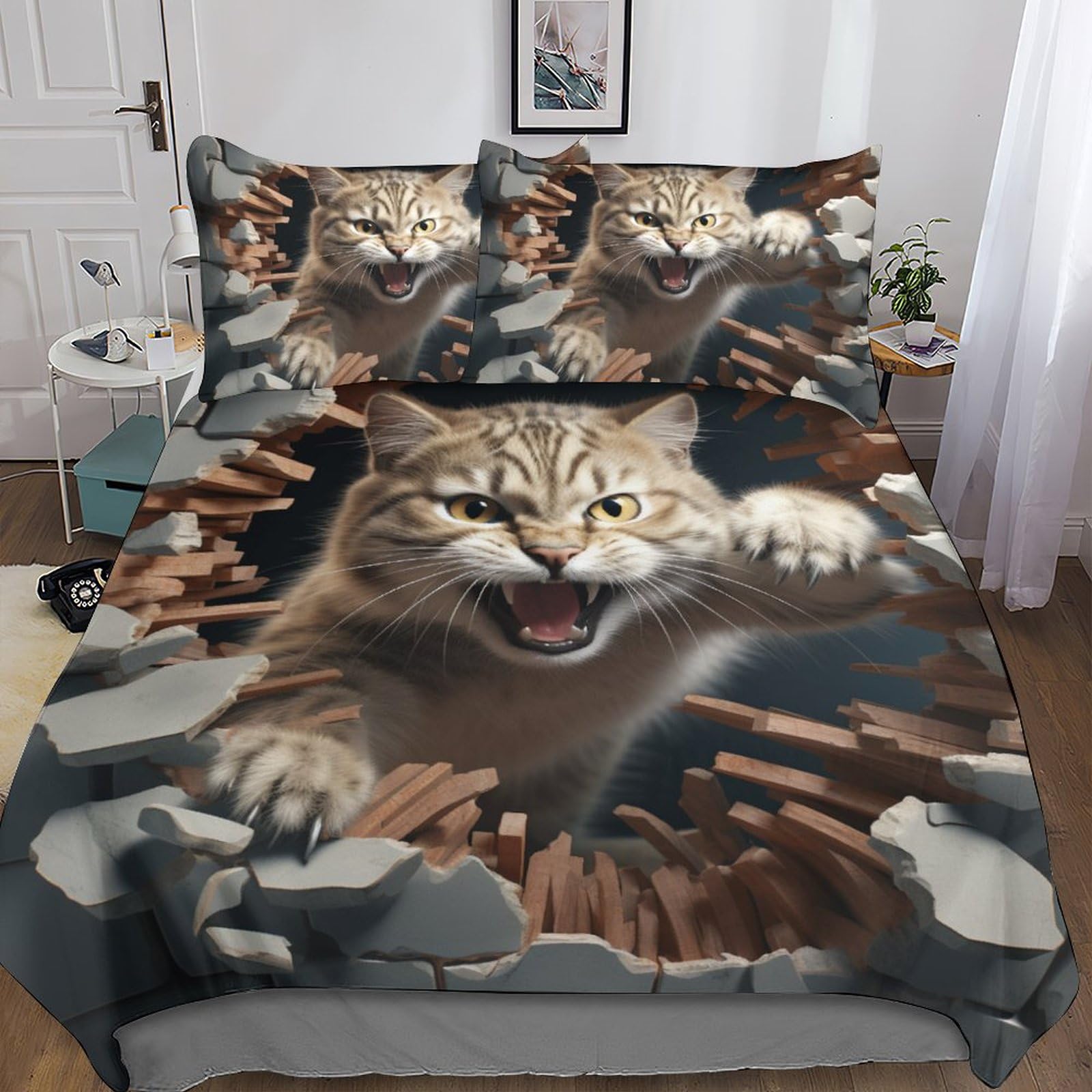 Housse de couette 200x200cm imprimé 3D literie microfibre Animals Wildlife