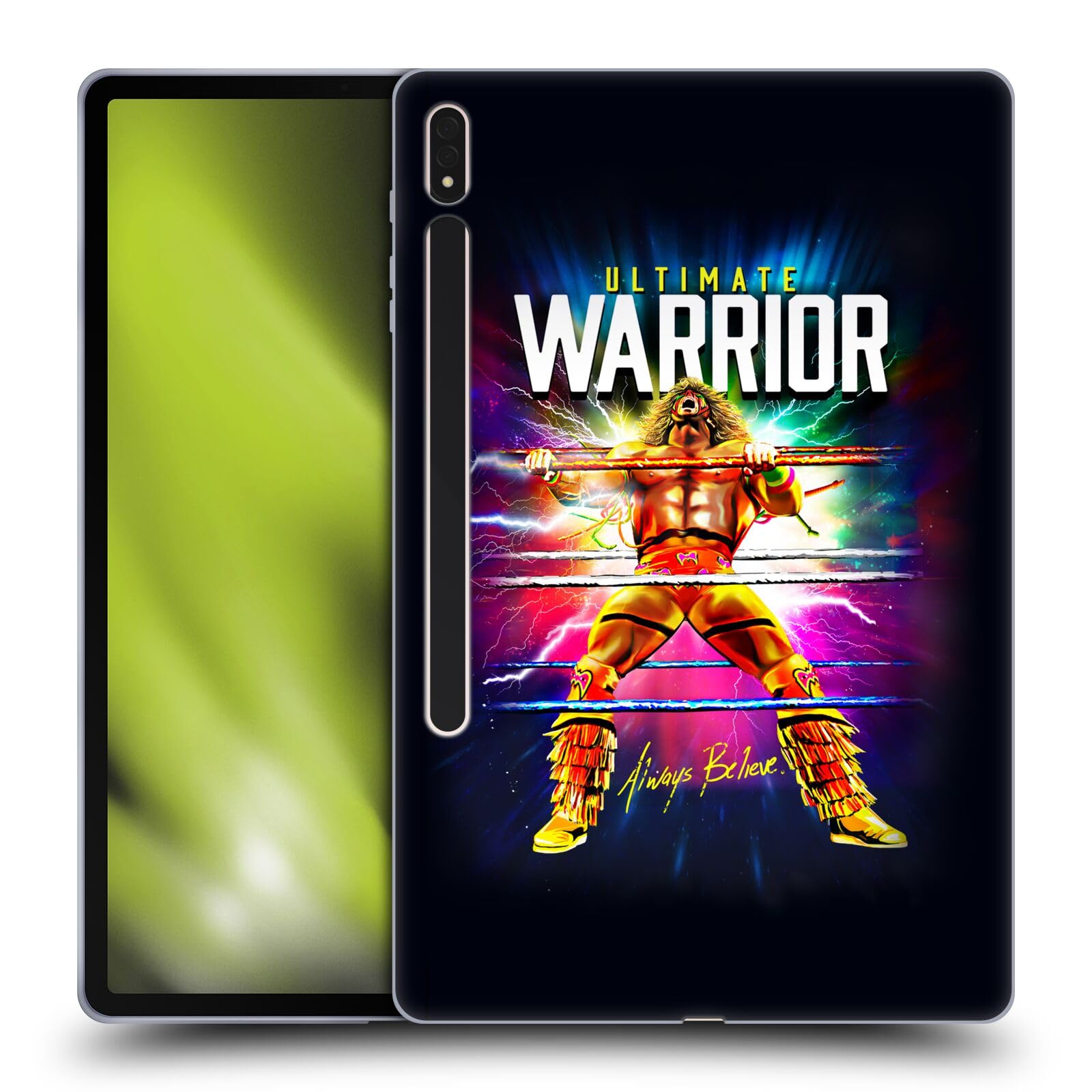 Head Case Designs Officially Licensed WWE Retro Blast The Ultimate Warrior Soft Gel Case Compatible with Samsung Galaxy Tab S8 Plus