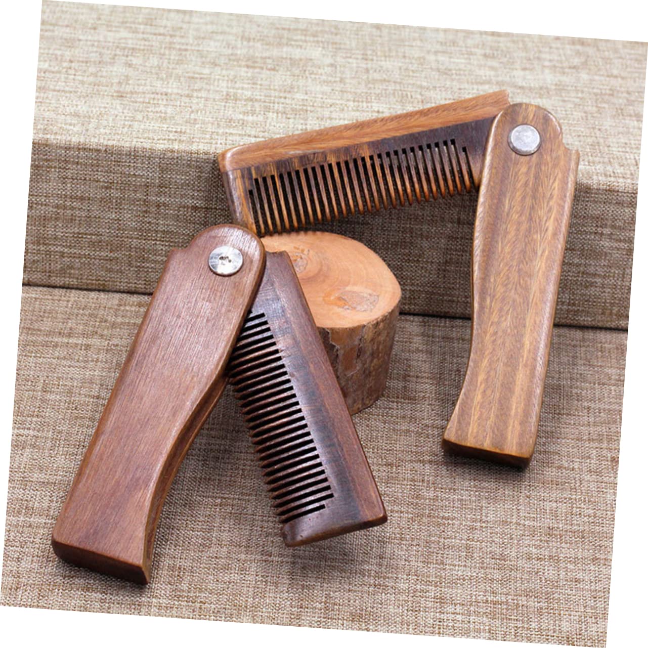 Didiseaon 5 Juegos De Peines De Madera Para Barba Con Estuche Plegables Para Bigote De Viaje Multifuncionales.