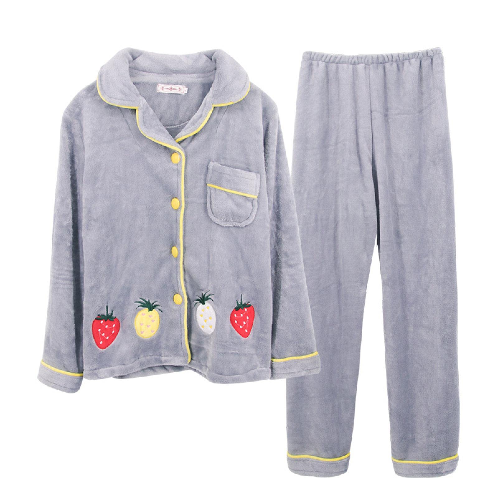 Pyjama femme automne hiver flanelle vêtements maison épaissis