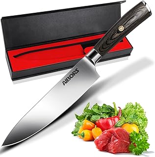 Chef Knife, 8 Inch Professional Kitchen Knife German High Carbon Steel Ultra Sharp Chef's Knife for Cutting Chopping Meat ...