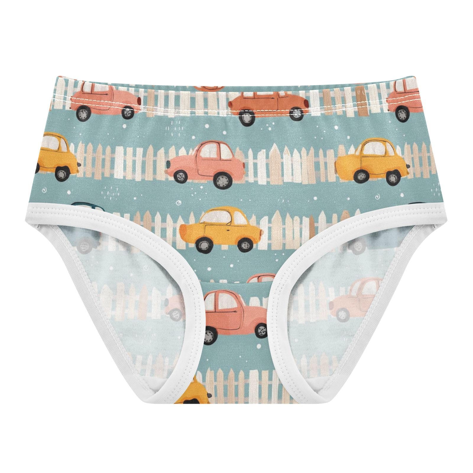 Wusikd Car Fence Cartoon Blue Girls Underwear Cotton Girls Briefs Soft Toddler Underwear 2T