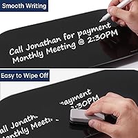 Vista 5 de TSJ OFFICE Glass Desktop Whiteboard - 17 X 7 Inches Small Dry Erase Board with Warm Light, Black Glass White Board Surface Notepad with 1 Drawer