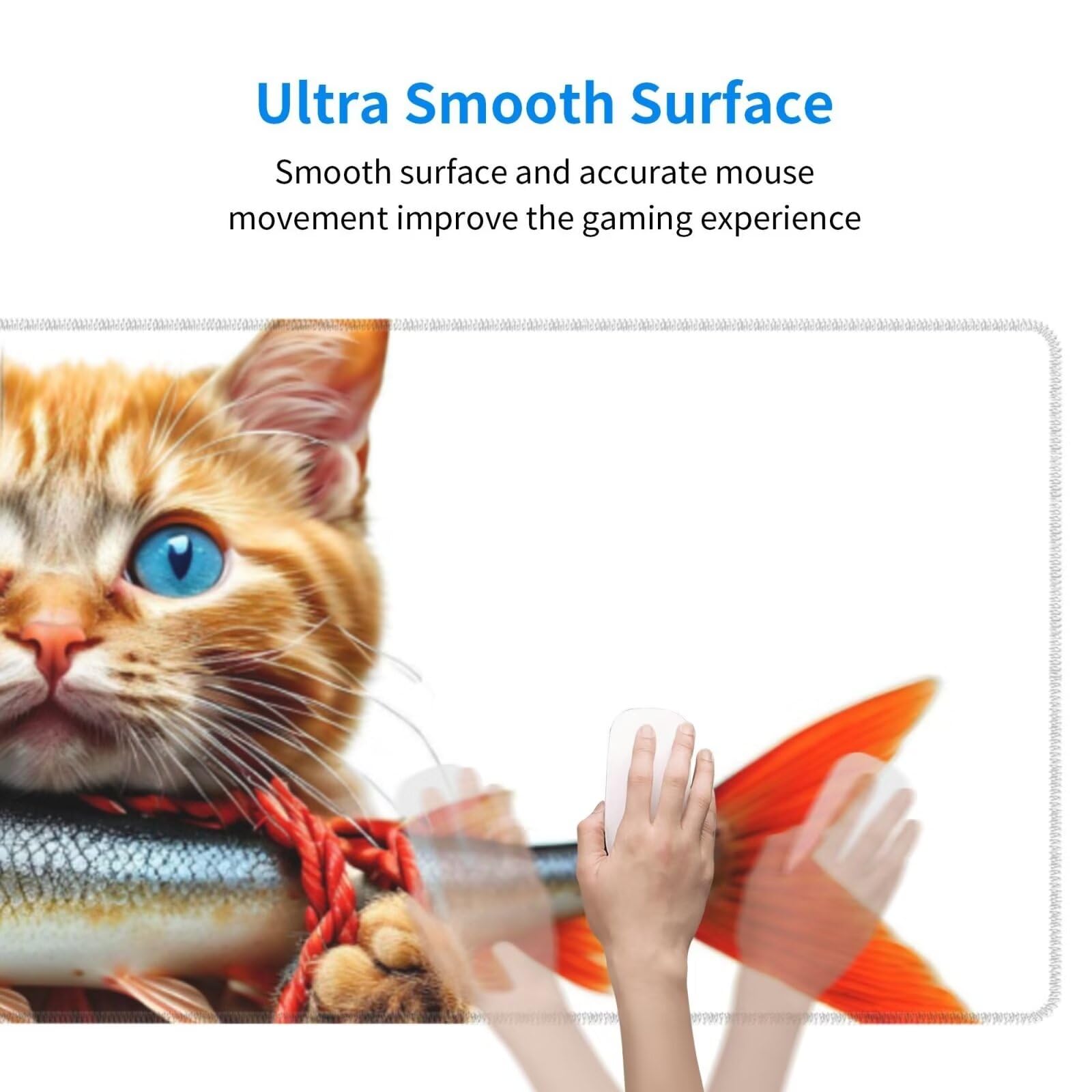 Tappetino Mouse, Tappetino Mouse Gaming Grande XXL 1500x800x3mm Tappetino Scrivania Mouse Pad, Base in Gomma Antiscivolo, Bordi Cuciti,Lavabile, Mousepad per Ufficio e Gaming (Pesce gatto) R-470