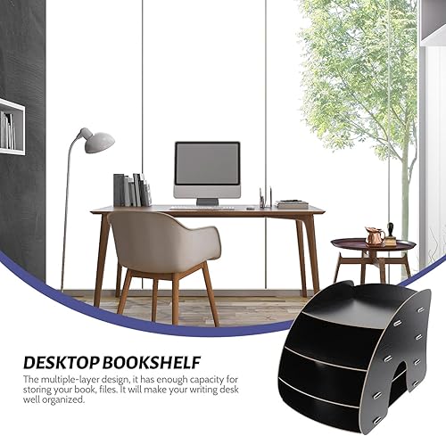 Miniatura 2 de Cabilock Organizador de archivos de madera, bandeja de papel de oficina, organizador A4 en forma de abanico, 3 ranuras, bandeja de documentos de