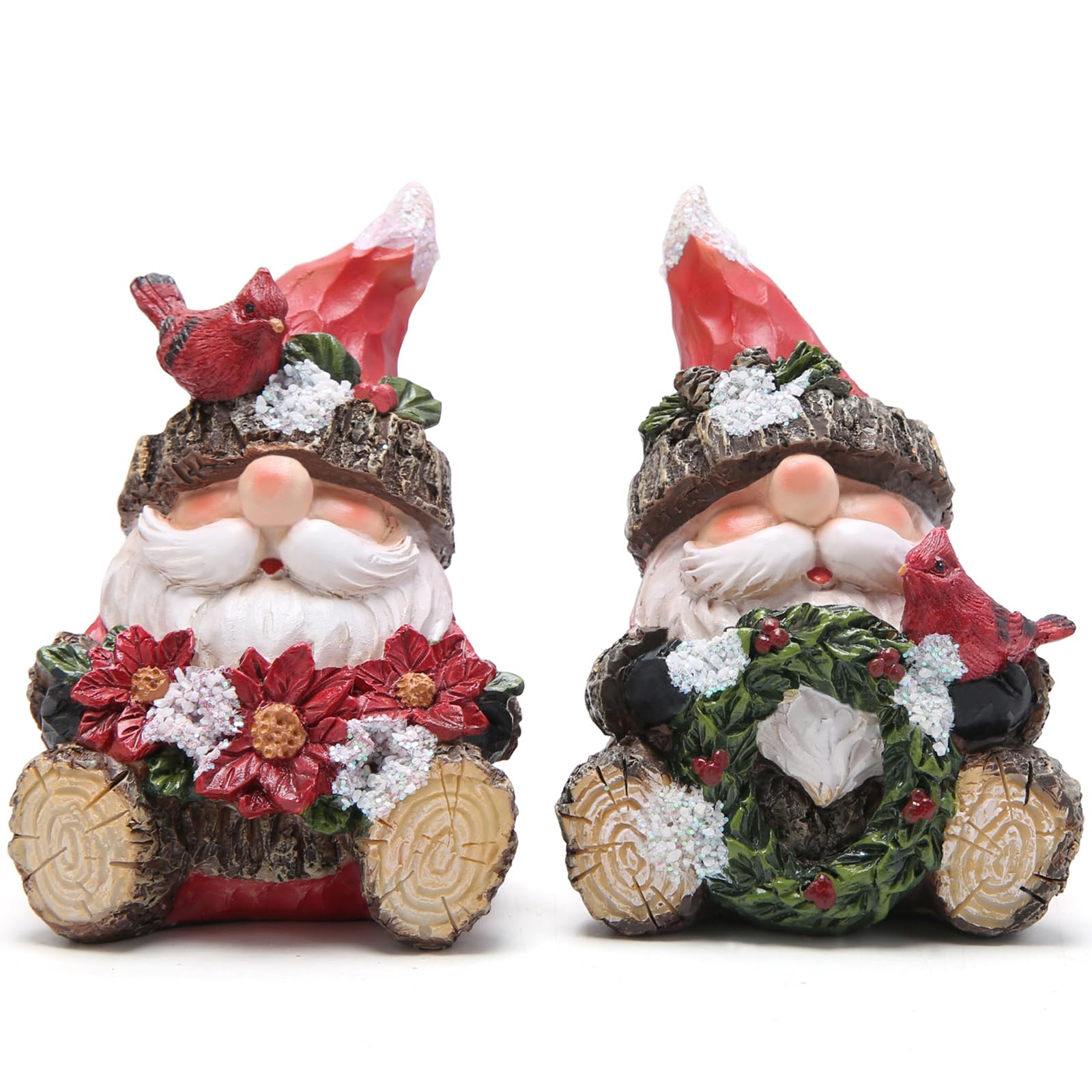 Père Noël en bois Hodao figurine rouge décoration table fête de Noël